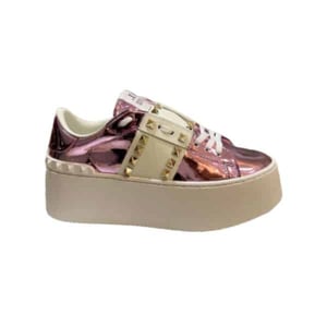 Valentino Garavani Flatform Rockstud Untitled Sneaker Metallic Pink