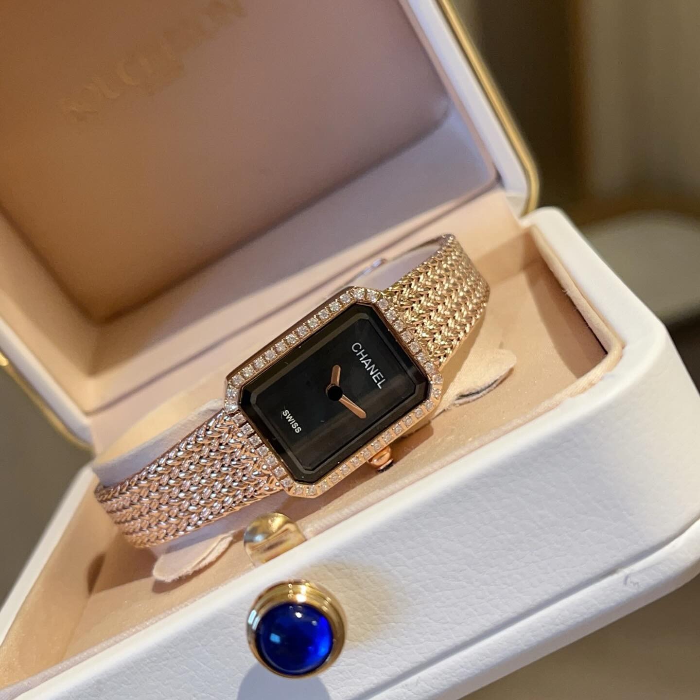 Chanel Première Diamond Mesh Watch Black Dial