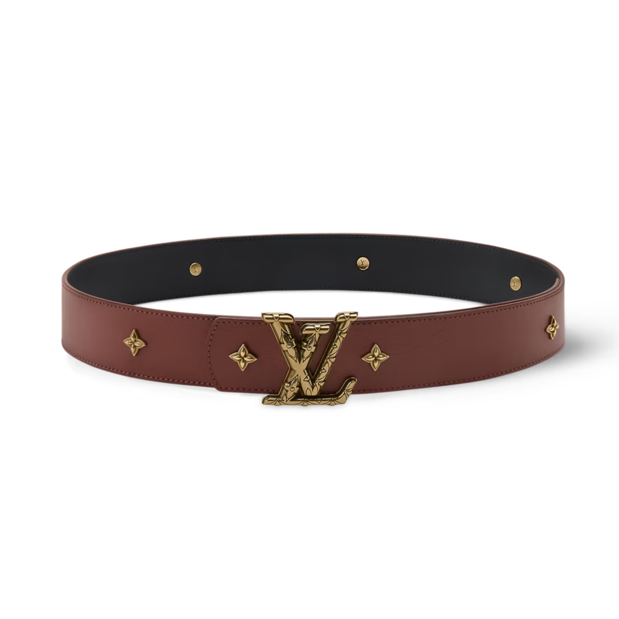 Louis Vuitton Dimension Drift Flower Studs 40mm Reversible Belt Brown M4722U