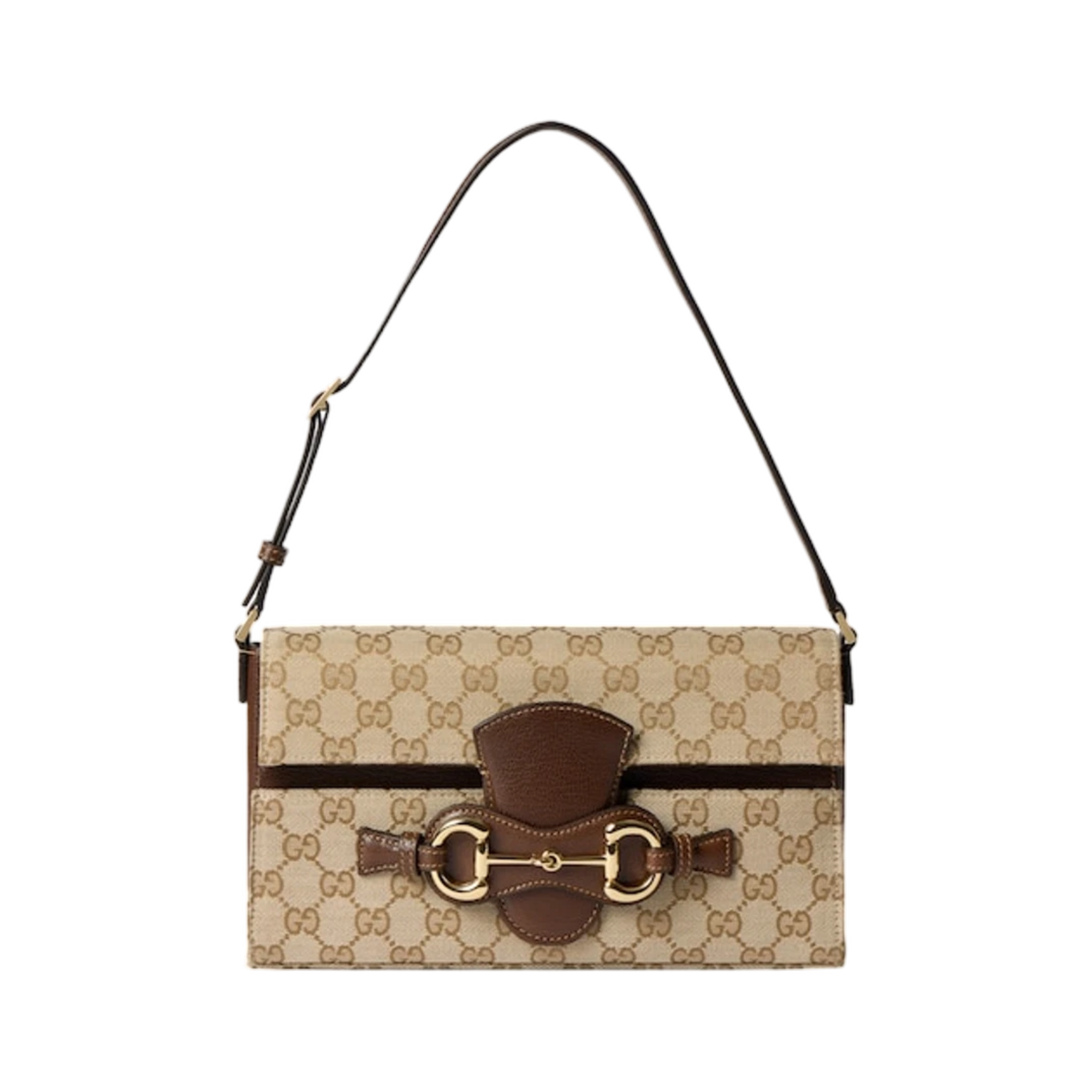 Gucci Horsebit Ristretto Medium Shoulder Bag Brown.