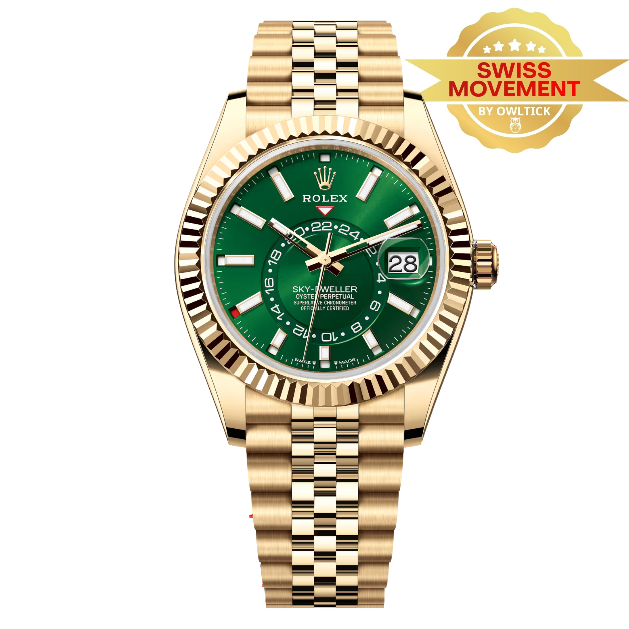 [Superclone] Rolex Oyster Sky-Dweller 42 mm Yellow Gold 336938 Green Dial