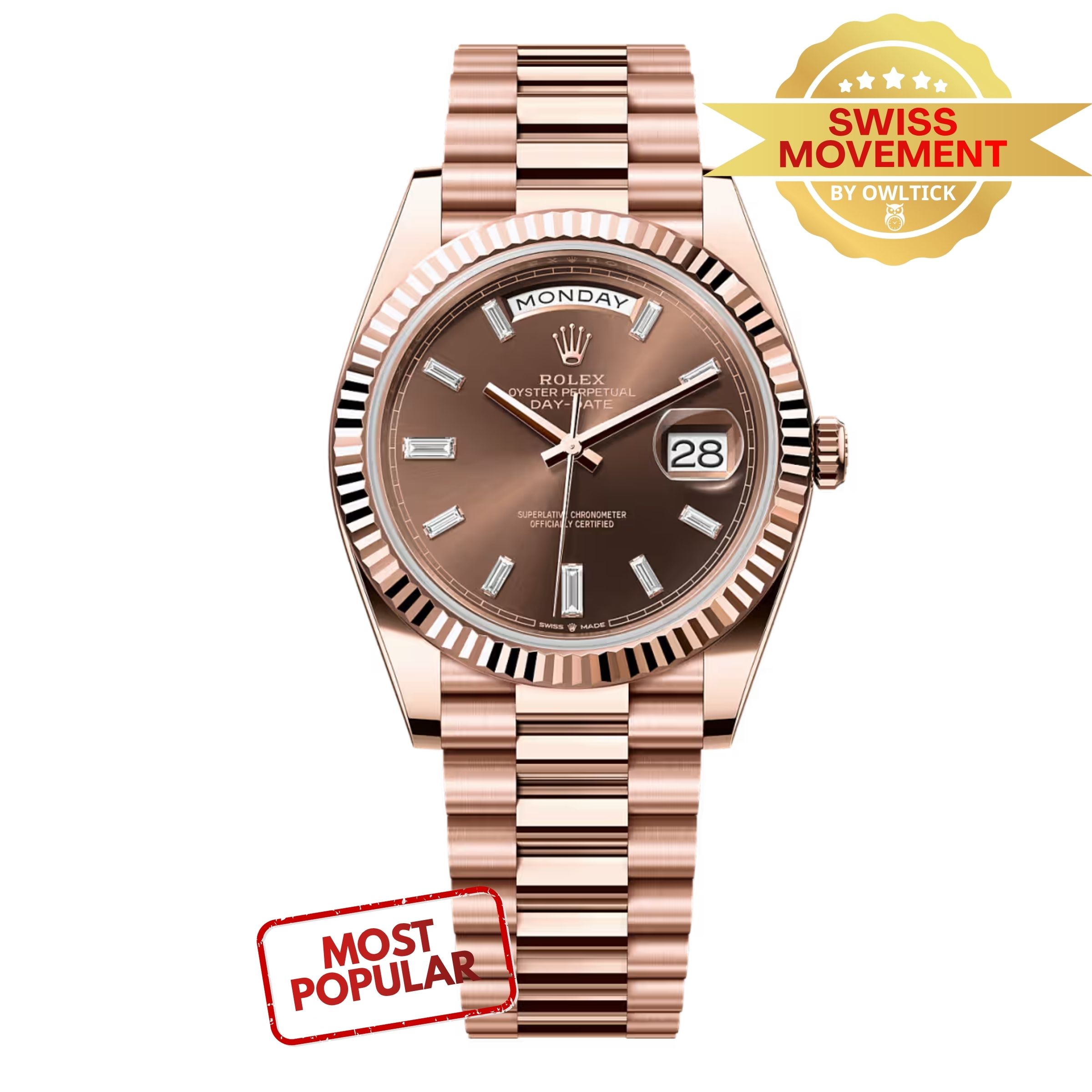 [Superclone] Rolex Day-Date 40mm Chocolate Dial Fluted President 228235 