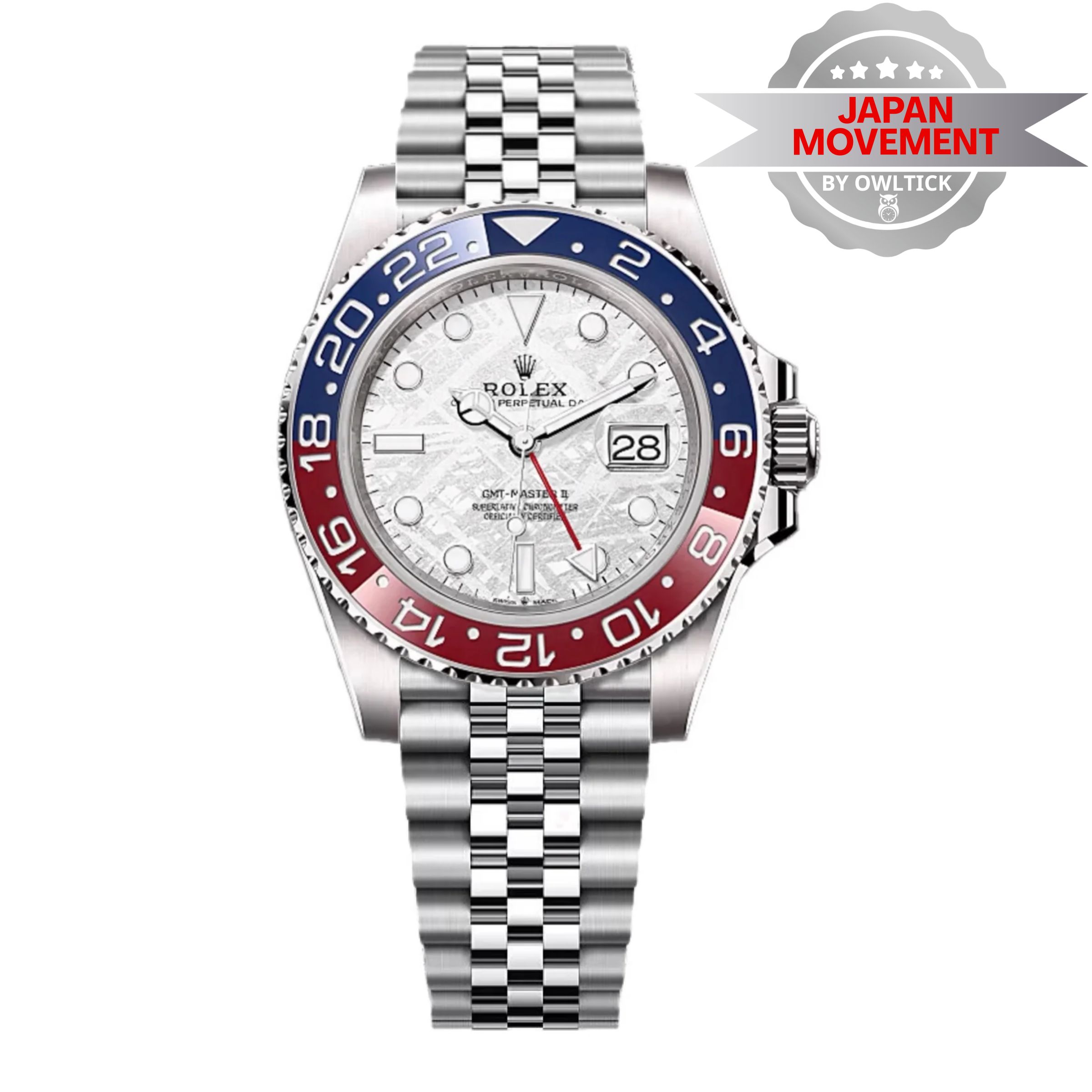 [SUPER CLONE] Rolex GMT-Master II Meteorite Pepsi Jubilee Stainless Steel 116710LN
