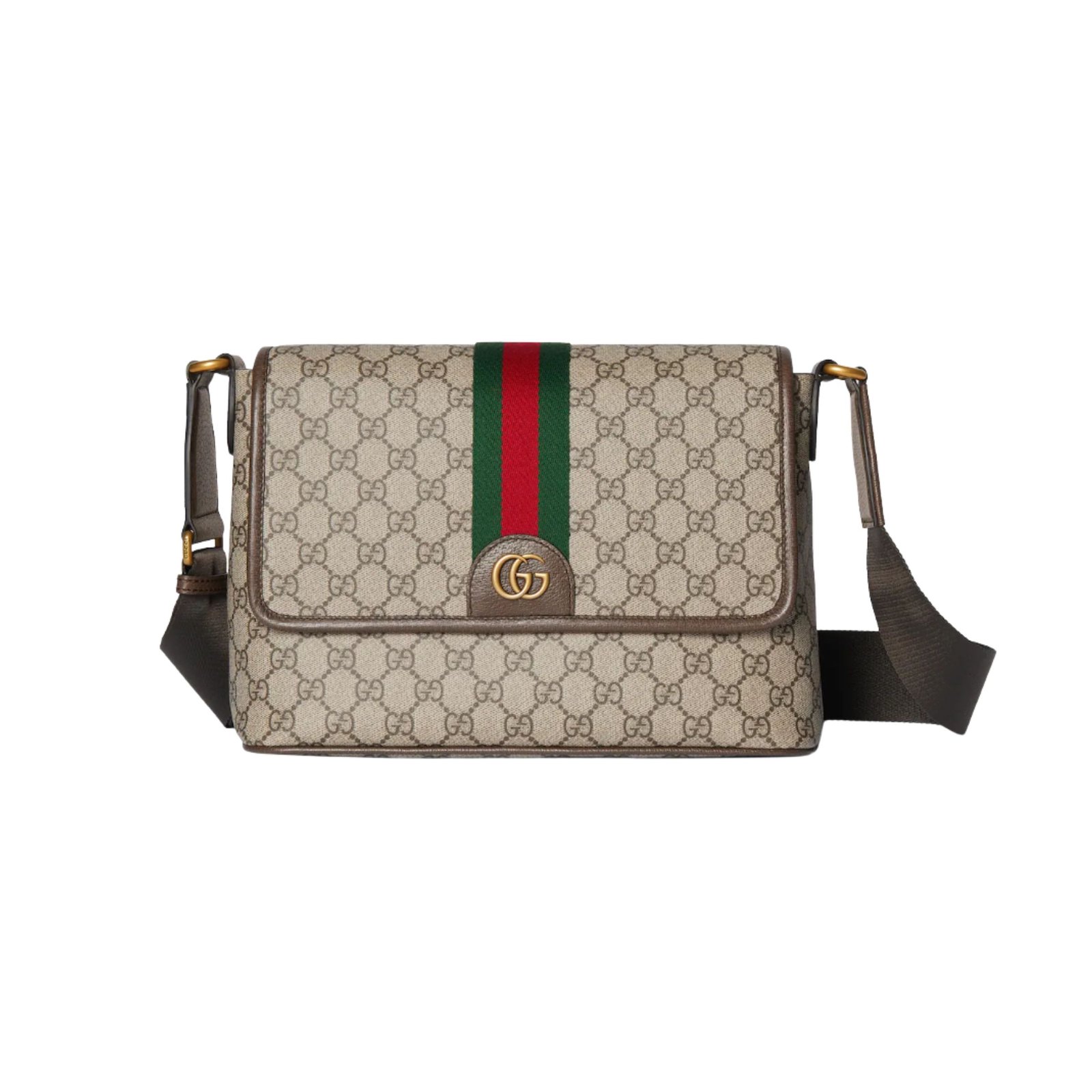 Gucci Ophidia Medium Messenger Bag 29.5cm/11.6in Beige And Dark Brown GG Monogram Coated Fabric 834467