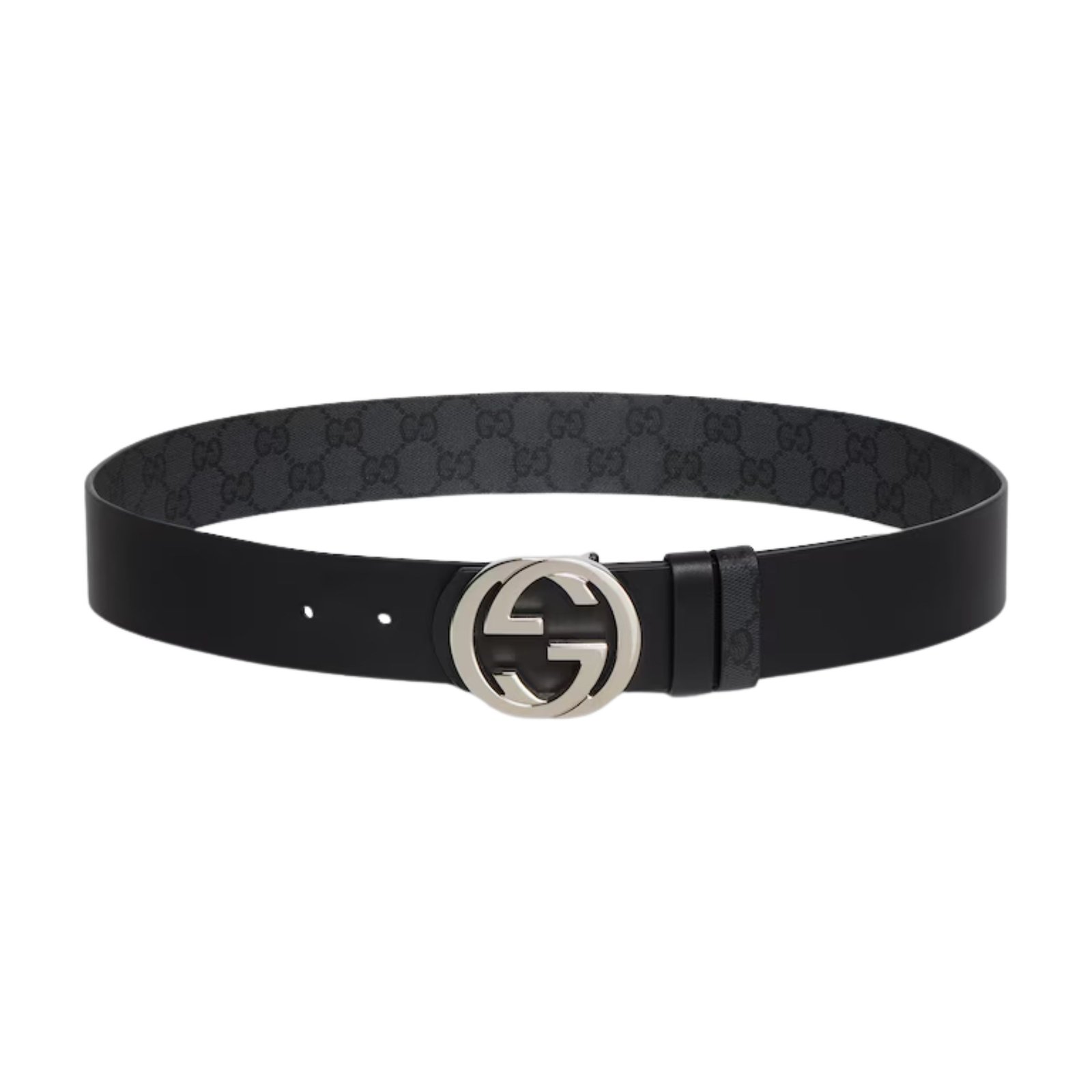 Gucci Reversible Belt With Interlocking G Buckle Black Canvas 876356 AAGRL 1000