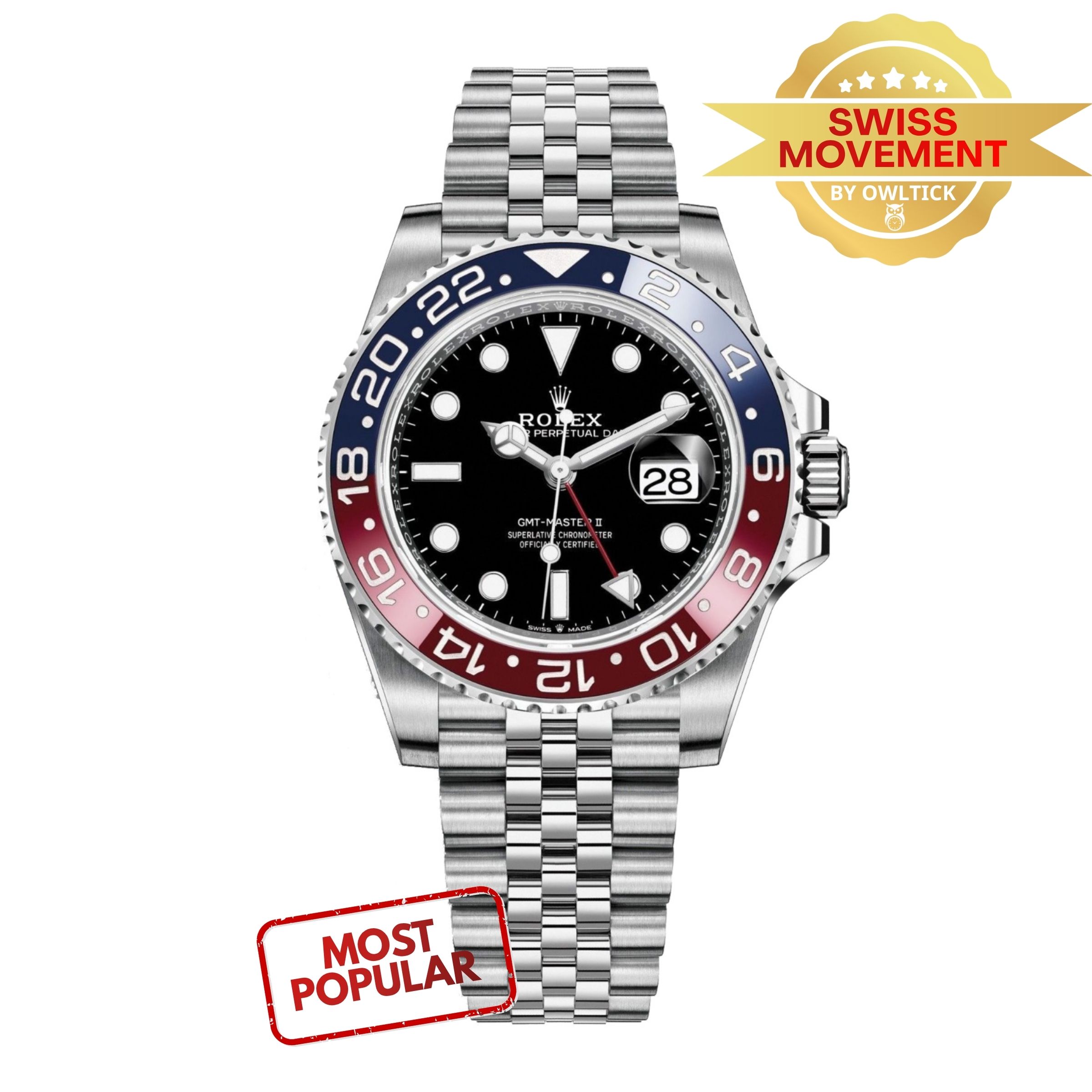 [Super Clone] Rolex GMT-Master II 40mm Black Dial 126710BLRO “Pepsi” Jubilee