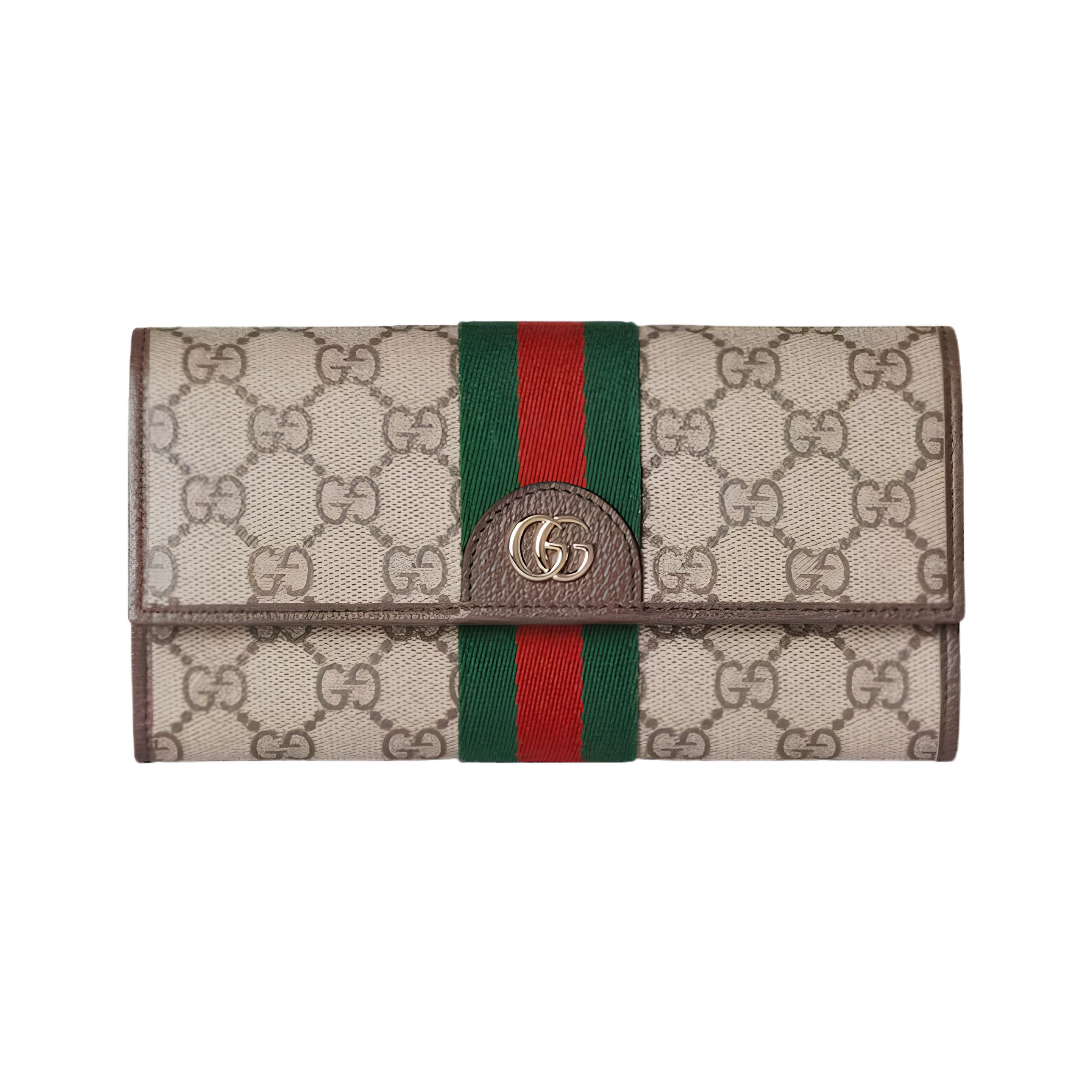 Gucci Ophidia Continental Wallet 19cm/7.5in Beige And Dark Brown 838485