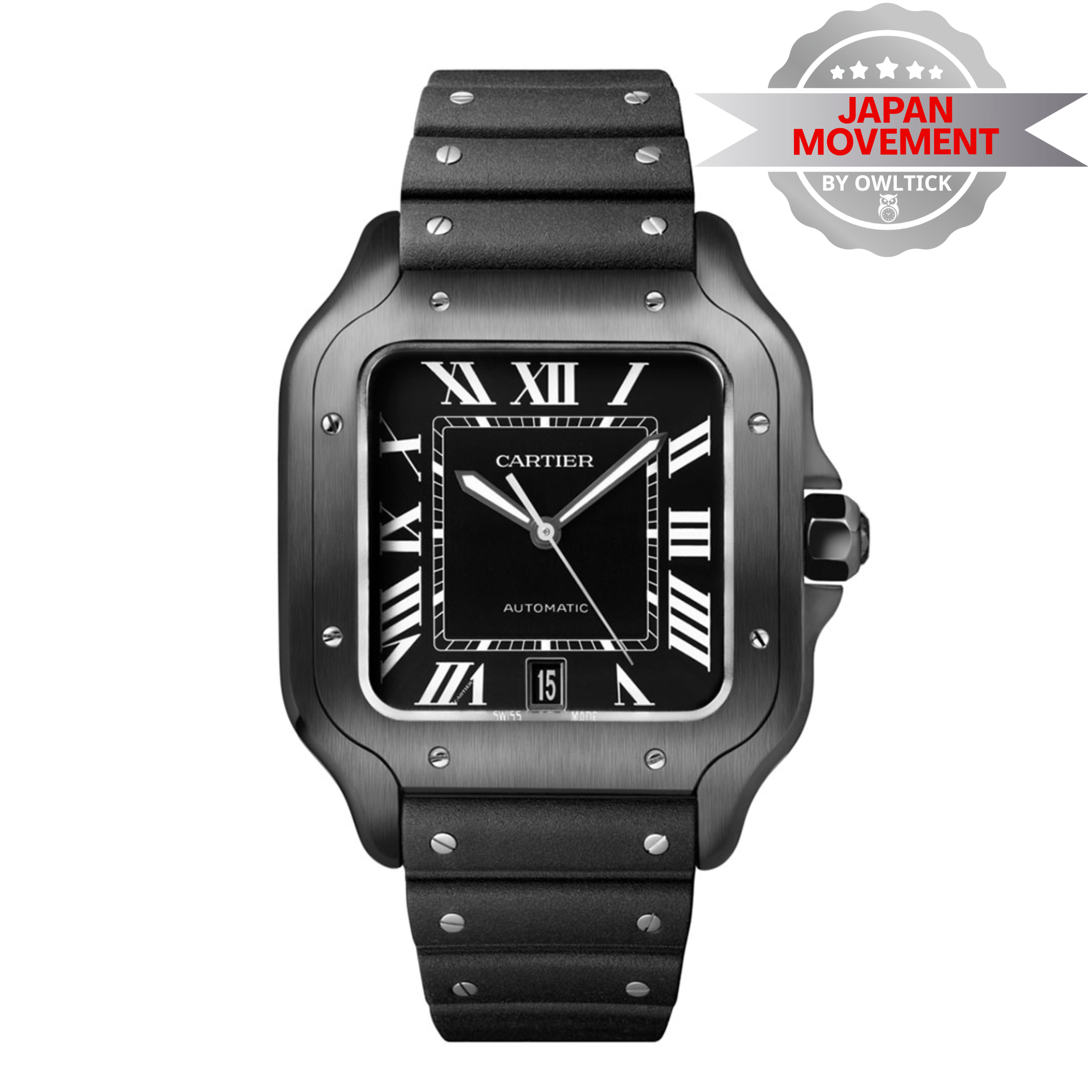 [SUPER CLONE] Cartier Santos De Cartier Steel Black Dial 39.8mm WSSA0039
