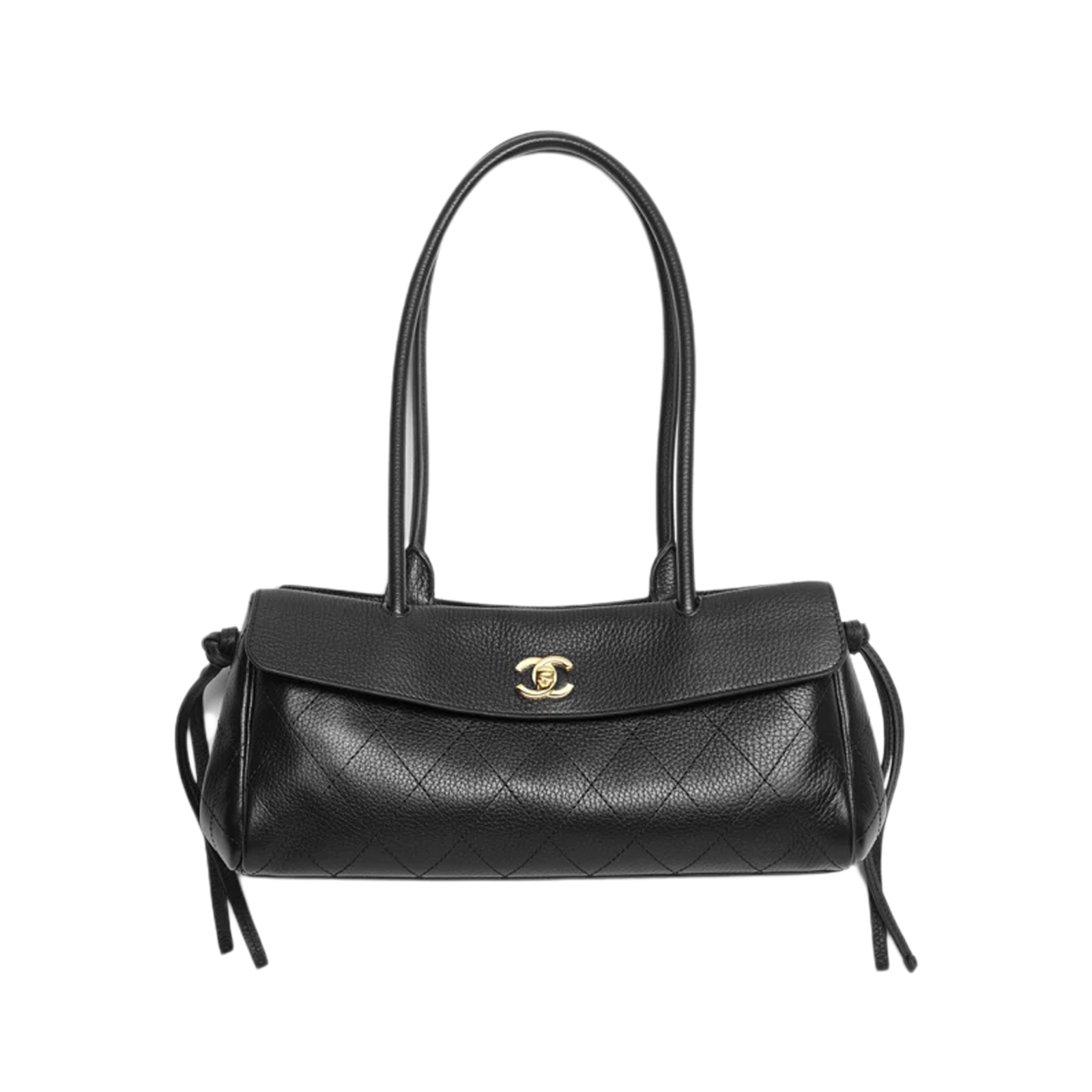 Chanel Small Shopping Bag Calfskin With Grain Effect & Gold Metallic Black 32cm/12.6in AS6288