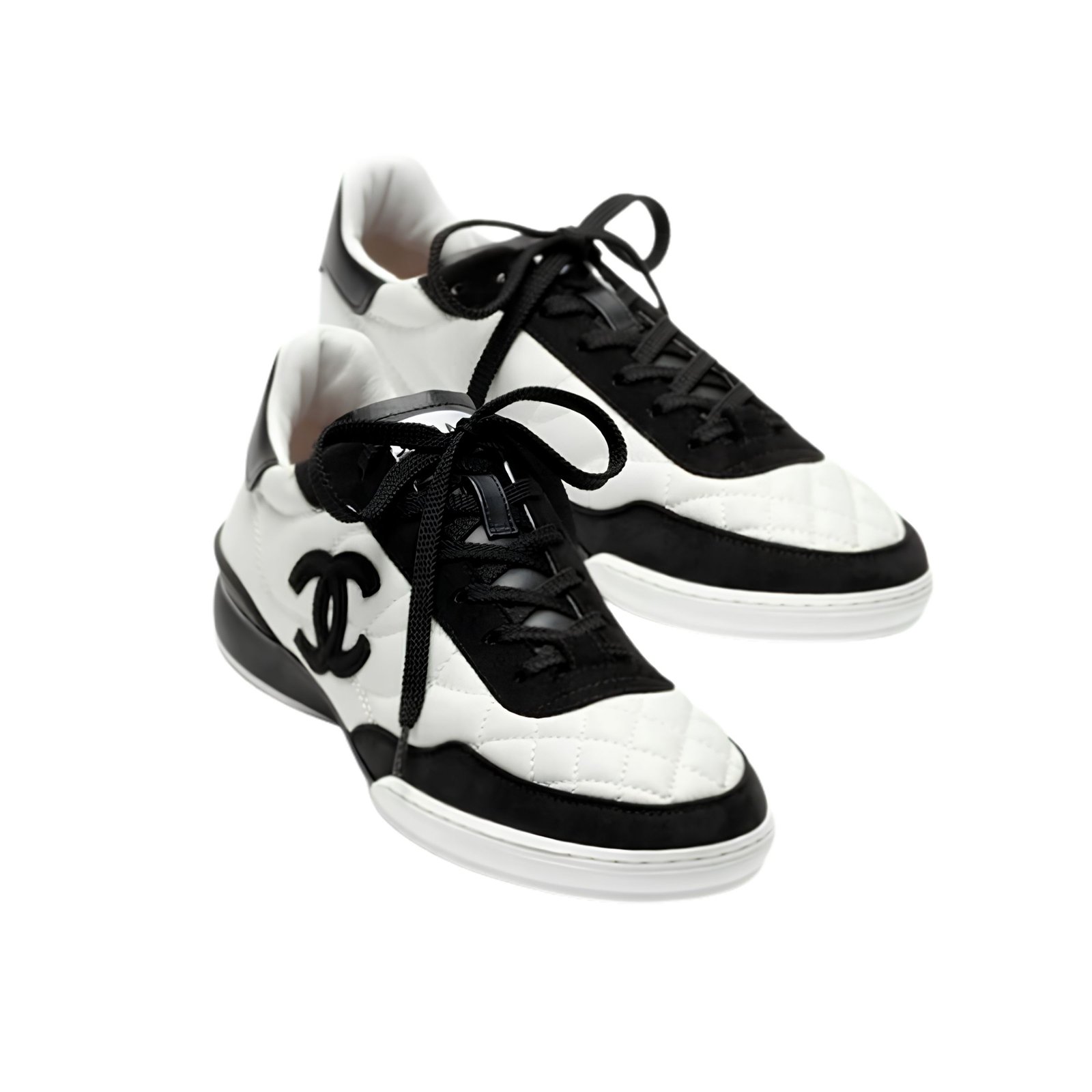 Chanel Sneakers Calf & Velvet Goat Black & White G47274