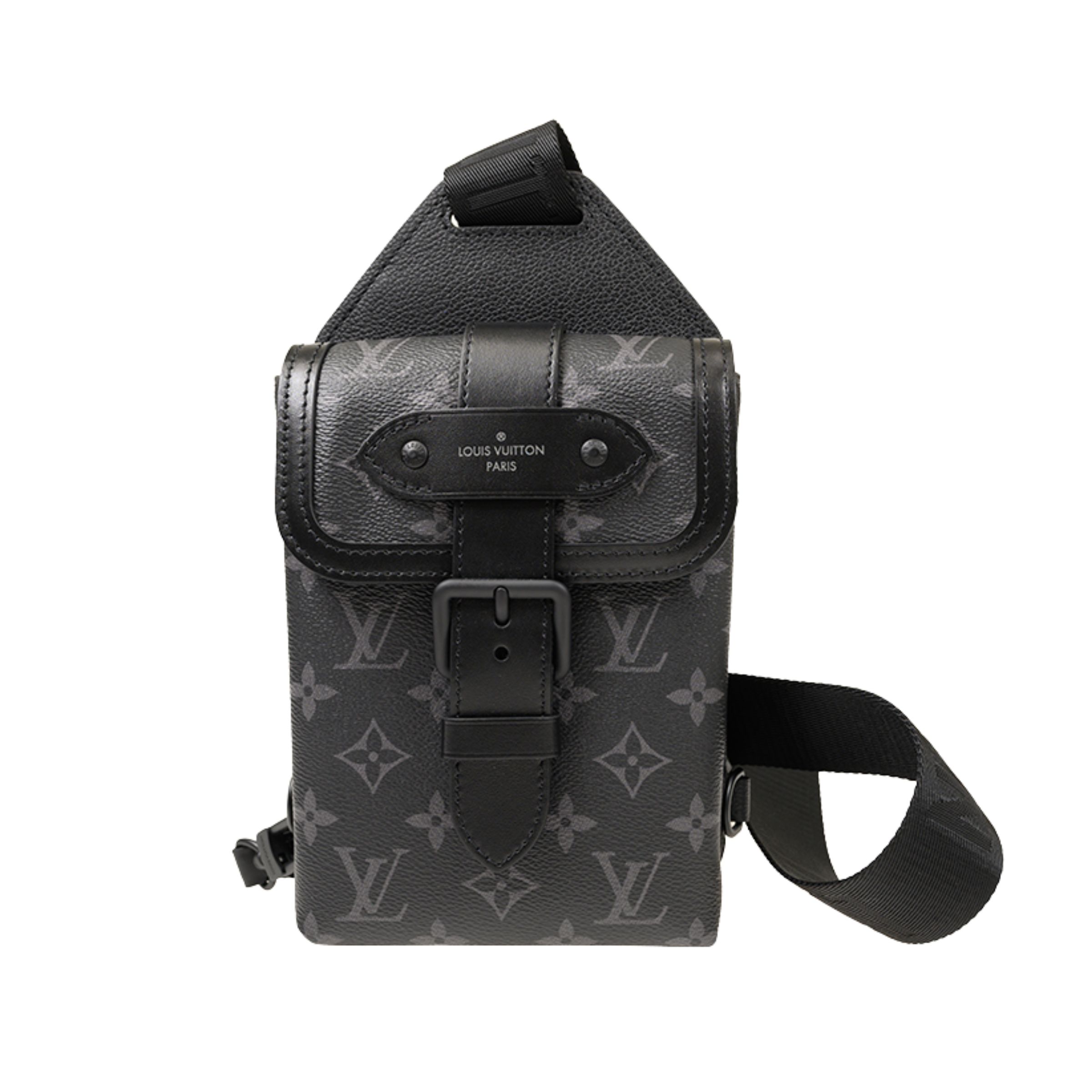 Louis Vuitton Monogram Eclipse Saumur Slingbag 26cm/10.25in Black M45912