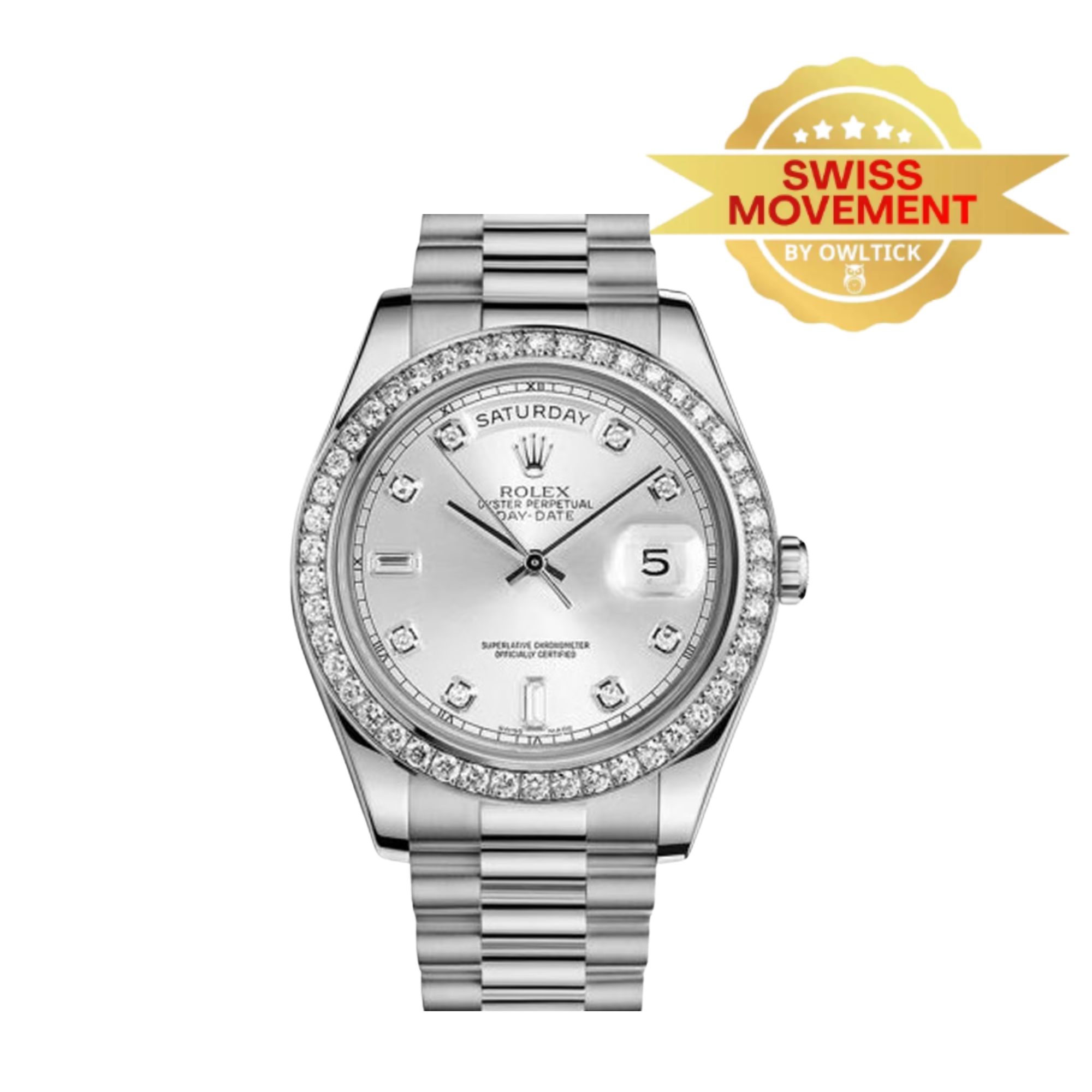 [Super Clone] Rolex Day-Date 40mm Silver Dial 118346