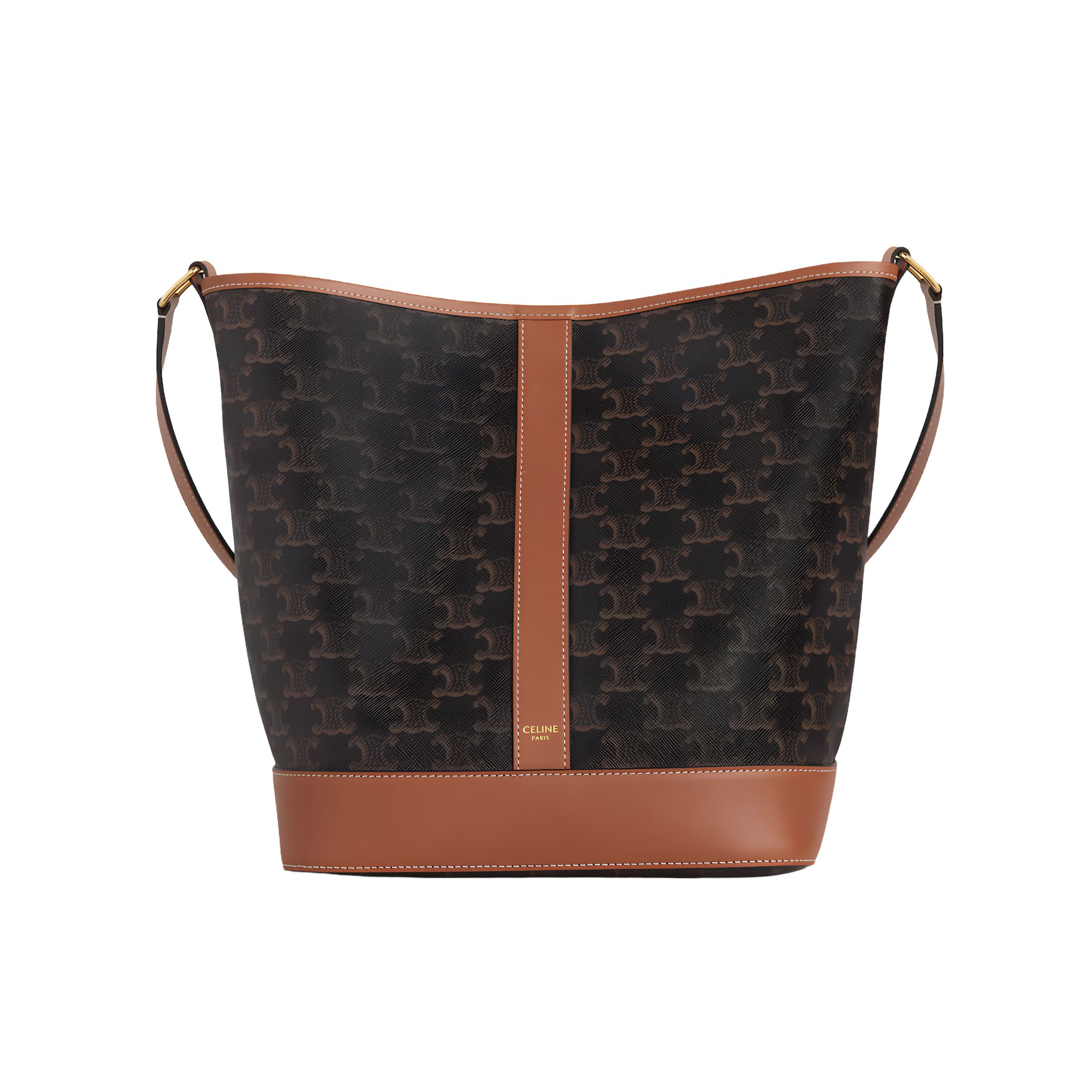 Celine Medium Bucket IN Triomphe Canvas And Calfskin 27cm/10.6in Tan Color 12500 DKK