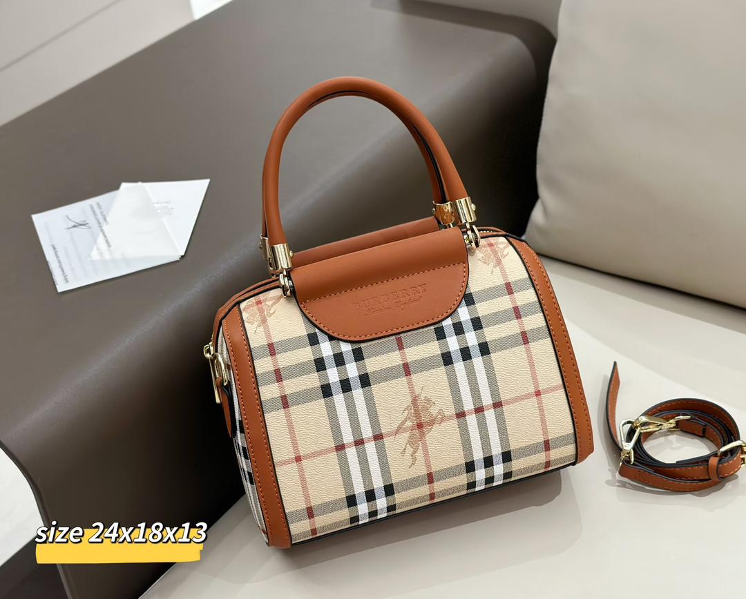 Burberry Mini Check Bowling Bag 24cm