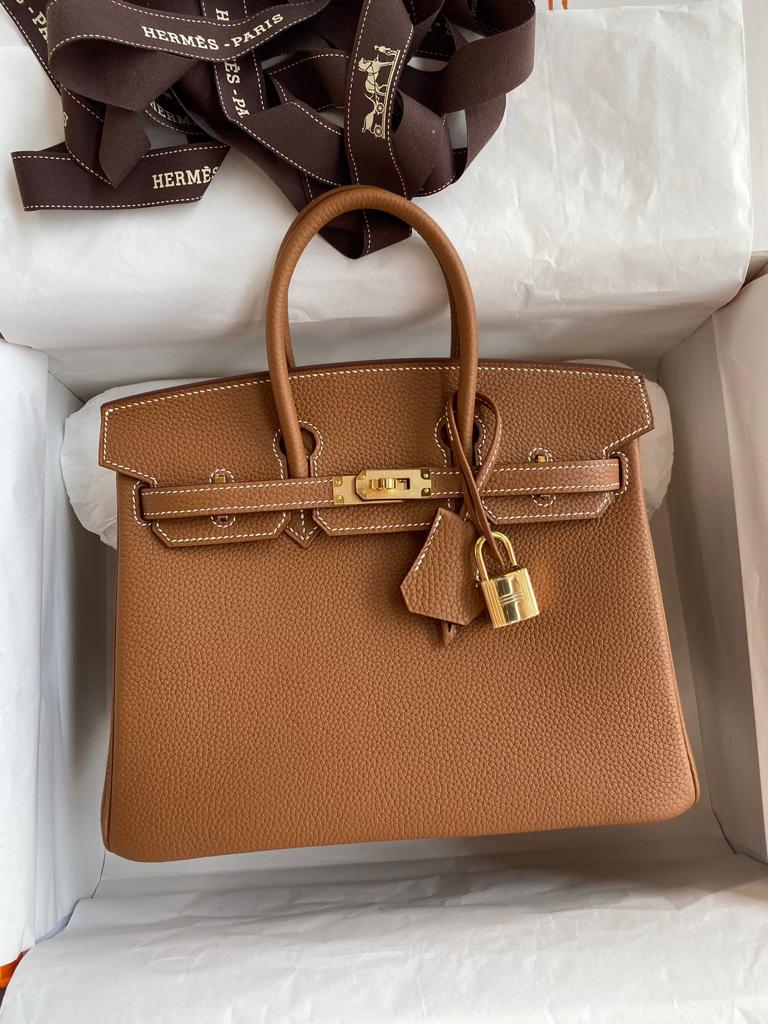 Hermes Birkin 25Cm Brown Togo Leather Gold Hardware