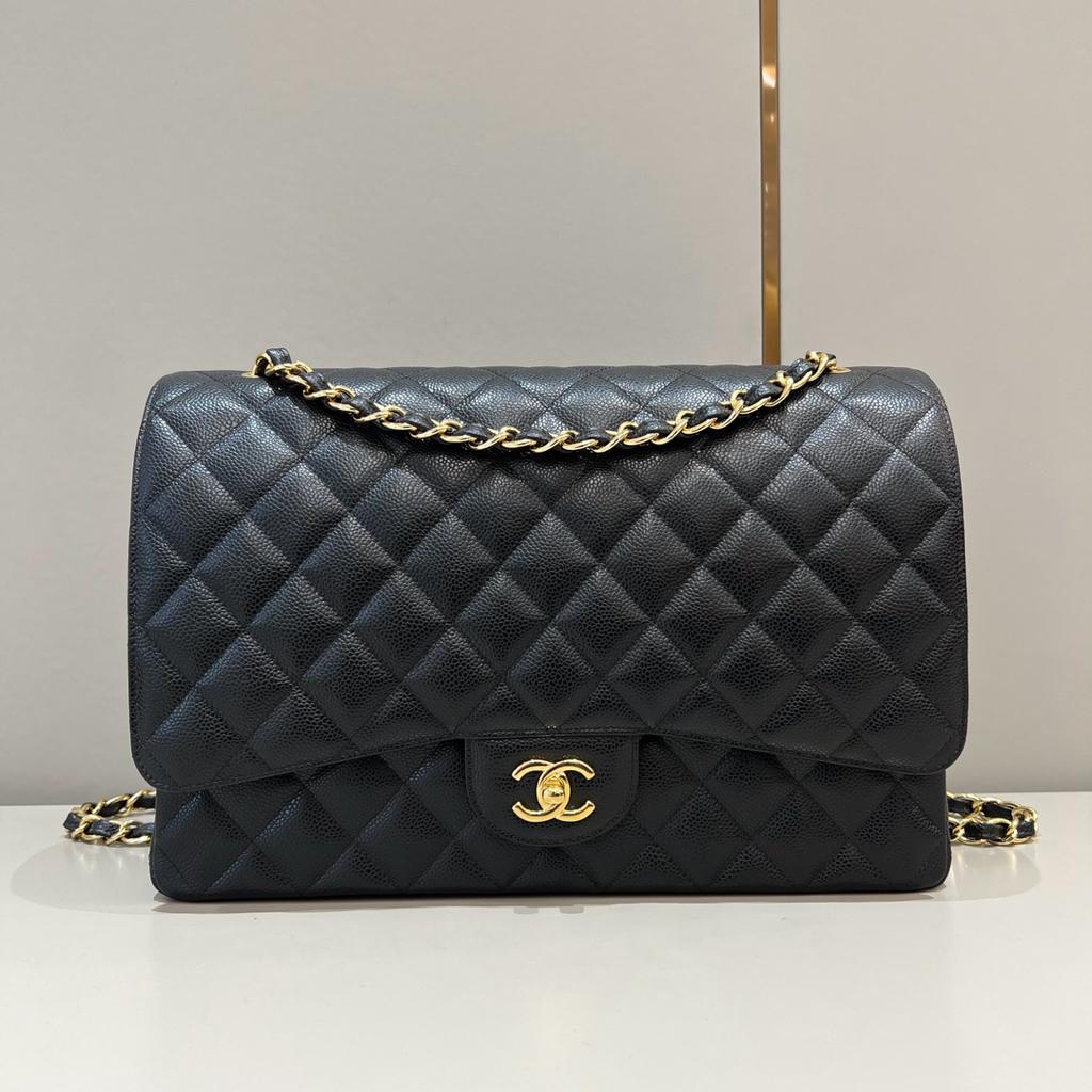 Chanel Caviar Quilted Maxi Double Flap Black 33cm