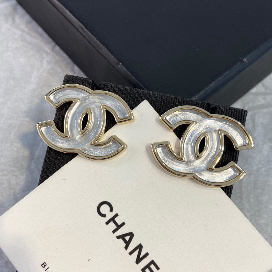 Chanel CC Logo Gold Earrings